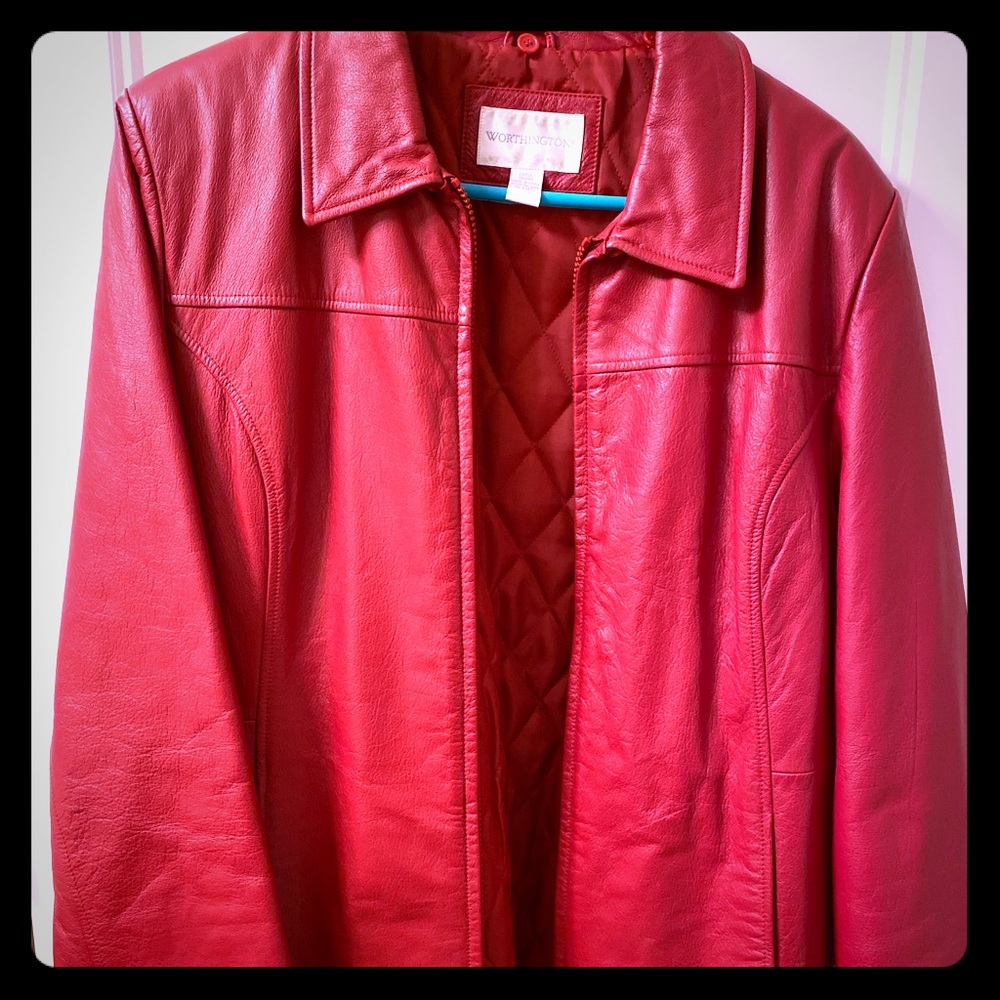Red leather jacket